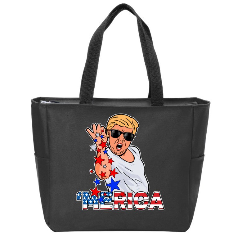 Trump Merica Salt Bae Zip Tote Bag