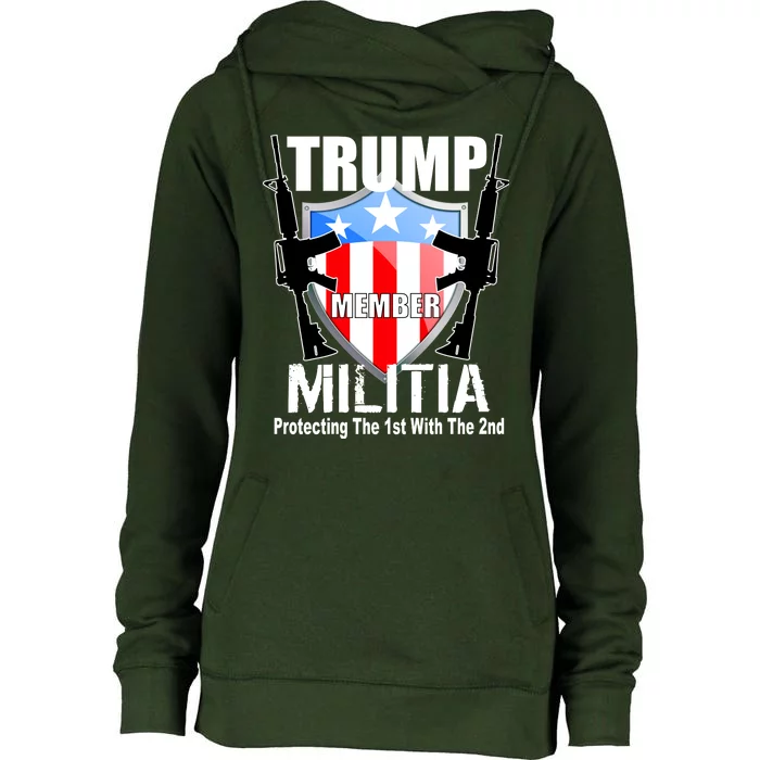 Trump Militia Protecting The 1st With 2nd Womens Funnel Neck Pullover Hood