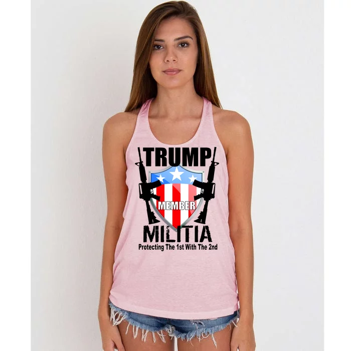 Trump Militia Protecting The 1st With 2nd Women's Knotted Racerback Tank