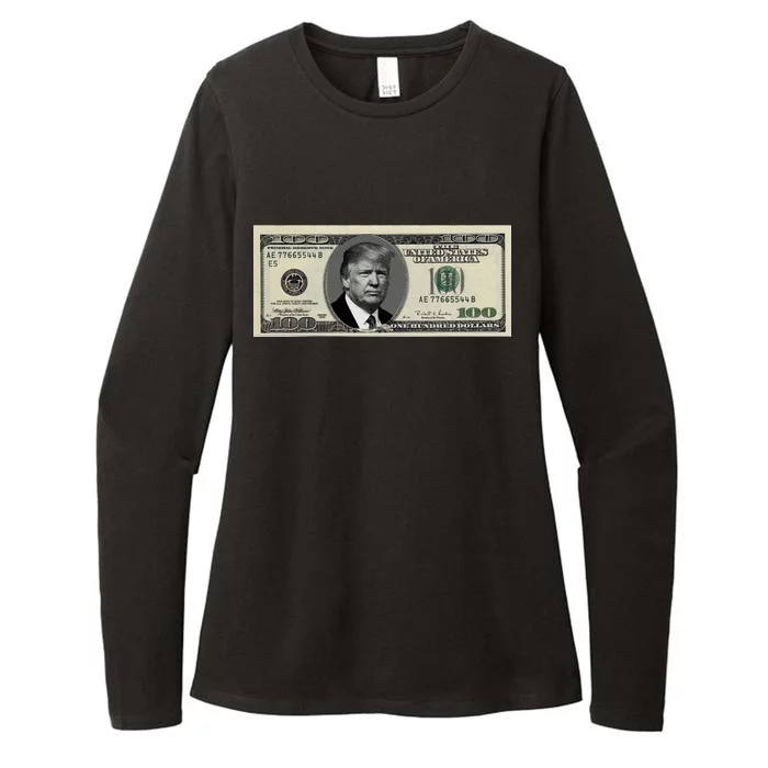 Trump Money Hundred Dollar Bill $100 Womens CVC Long Sleeve Shirt