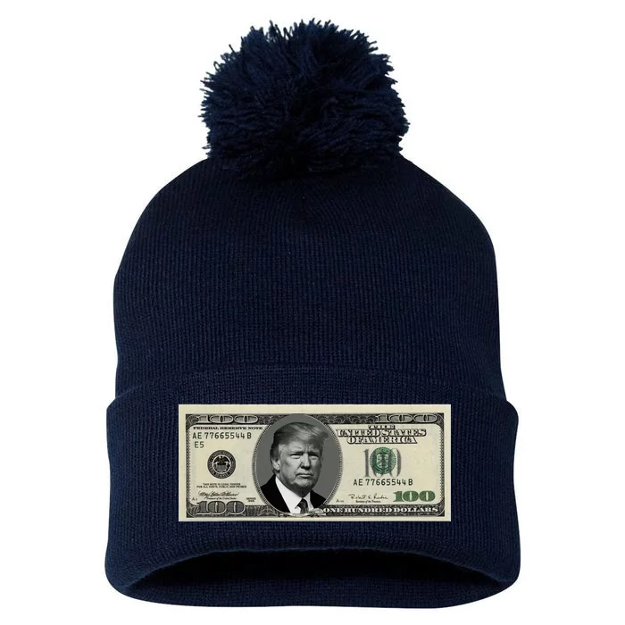 Trump Money Hundred Dollar Bill $100 Pom Pom 12in Knit Beanie