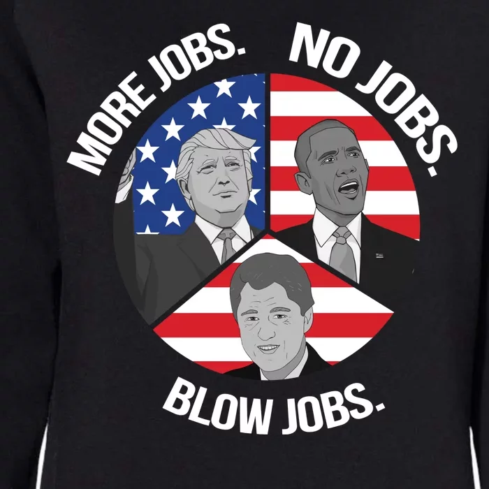 Trump More Jobs Obama No Jobs Clinton Blow Jobs Womens California Wash Sweatshirt