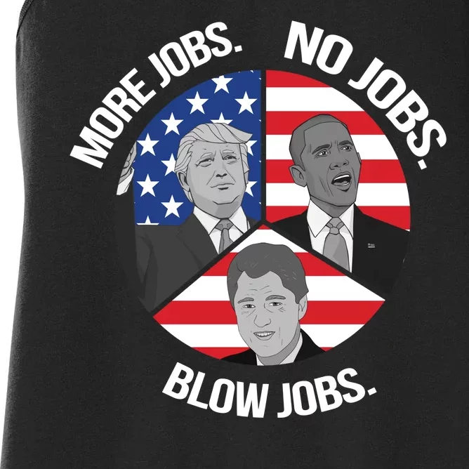 Trump More Jobs Obama No Jobs Clinton Blow Jobs Women's Racerback Tank