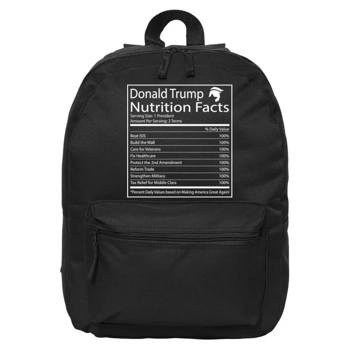 Trump Nutrition Facts Make America Great 16 in Basic Backpack