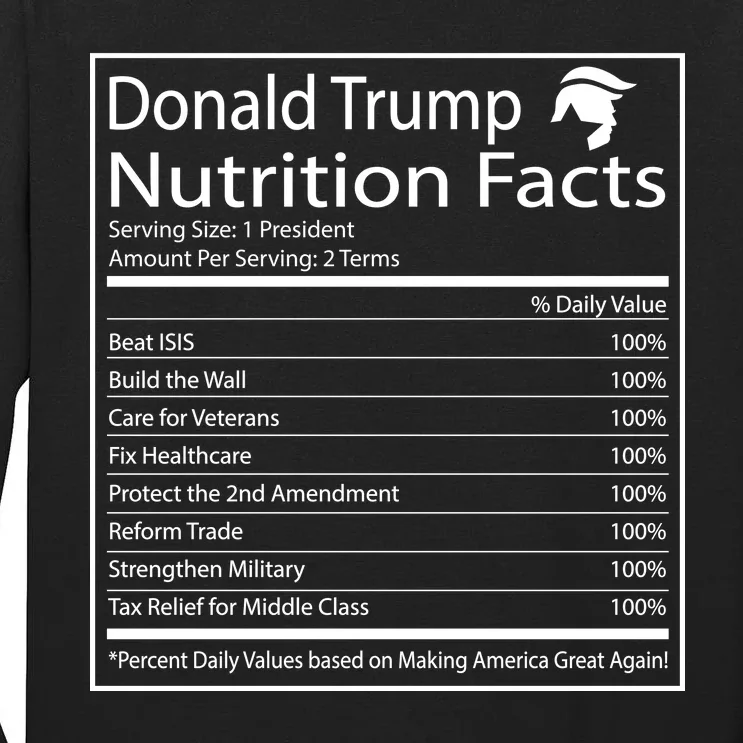 Trump Nutrition Facts Make America Great Tall Long Sleeve T-Shirt