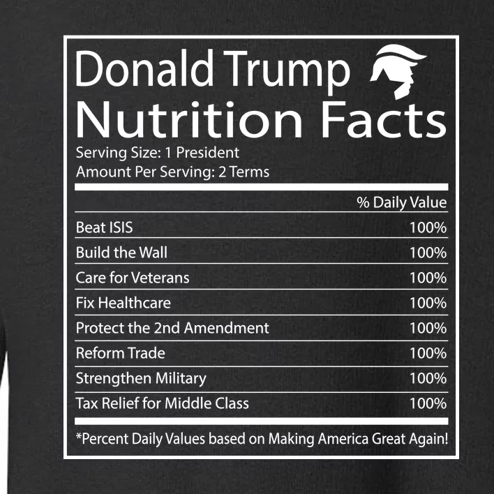 Trump Nutrition Facts Make America Great Toddler Sweatshirt