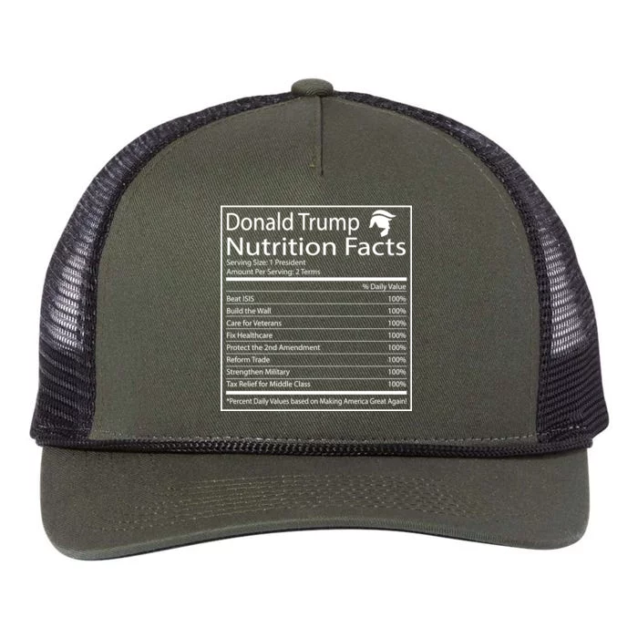 Trump Nutrition Facts Make America Great Retro Rope Trucker Hat Cap