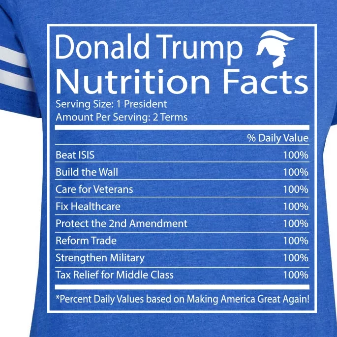 Trump Nutrition Facts Make America Great Enza Ladies Jersey Football T-Shirt