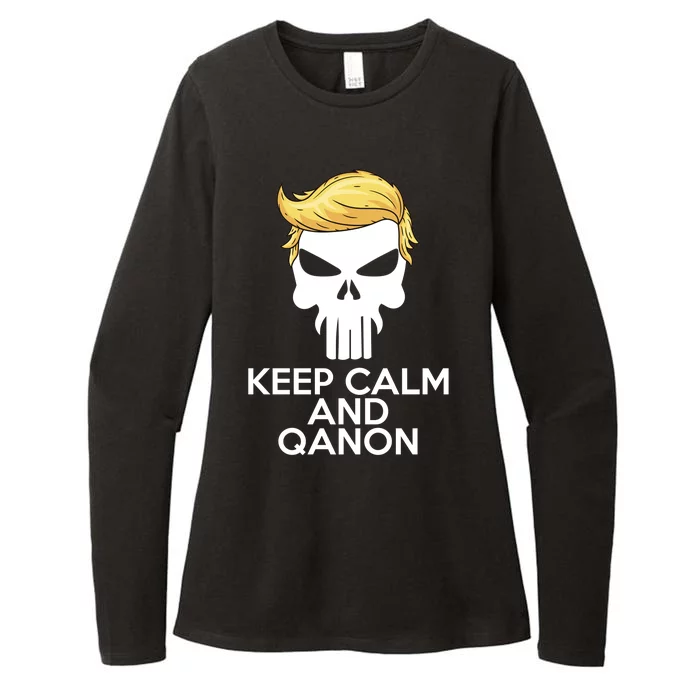 Trump Punisher Skull Keep Calm And Qanon Womens CVC Long Sleeve Shirt