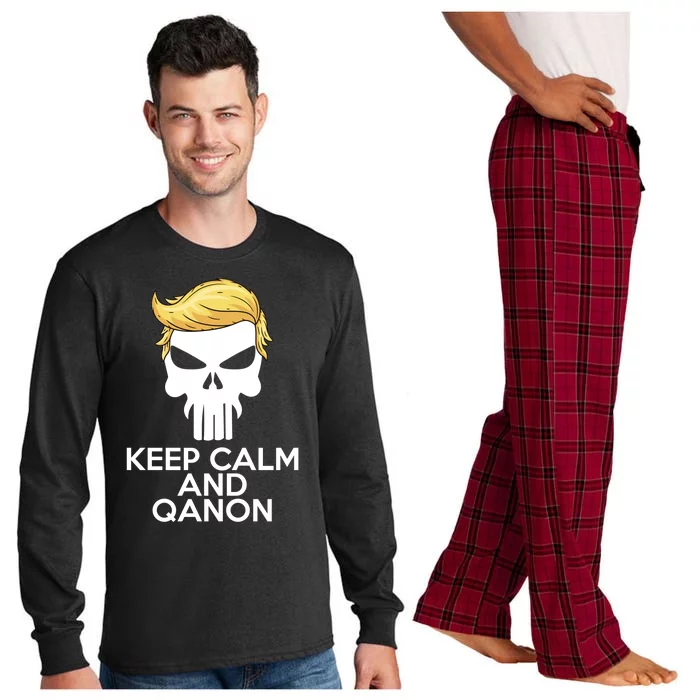 Trump Punisher Skull Keep Calm And Qanon Long Sleeve Pajama Set