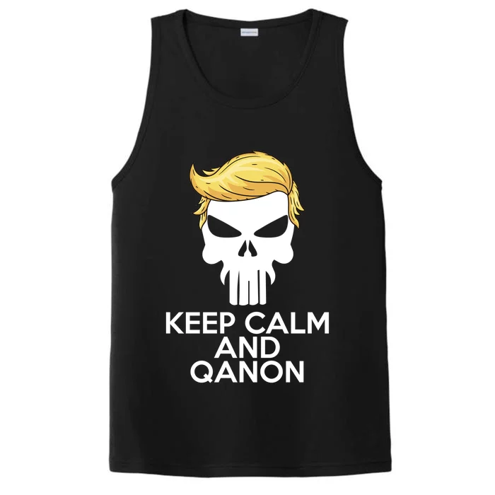 Trump Punisher Skull Keep Calm And Qanon Performance Tank