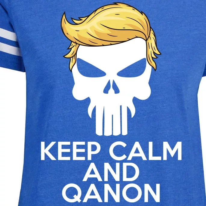 Trump Punisher Skull Keep Calm And Qanon Enza Ladies Jersey Football T-Shirt