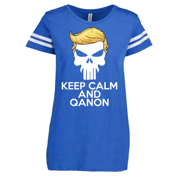 Trump Punisher Skull Keep Calm And Qanon Enza Ladies Jersey Football T-Shirt