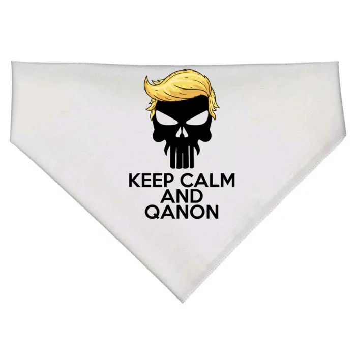 Trump Punisher Skull Keep Calm And Qanon USA-Made Doggie Bandana