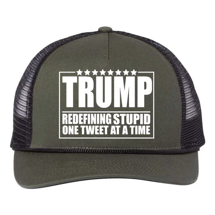 Trump Redefing Stupid One Tweet At A Time Retro Rope Trucker Hat Cap