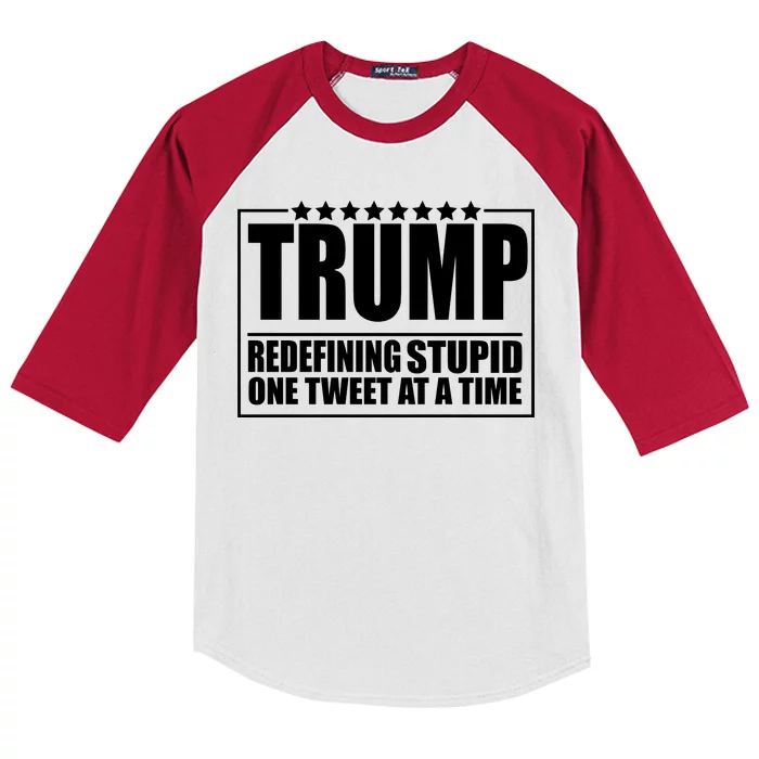 Trump Redefing Stupid One Tweet At A Time Kids Colorblock Raglan Jersey