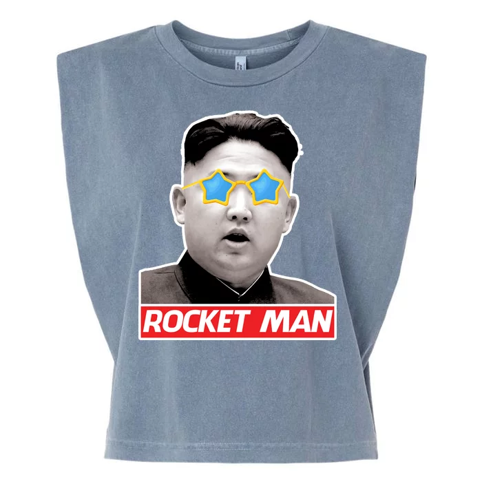 Trump Rocket Man Kim Jong Un Garment-Dyed Women's Muscle Tee