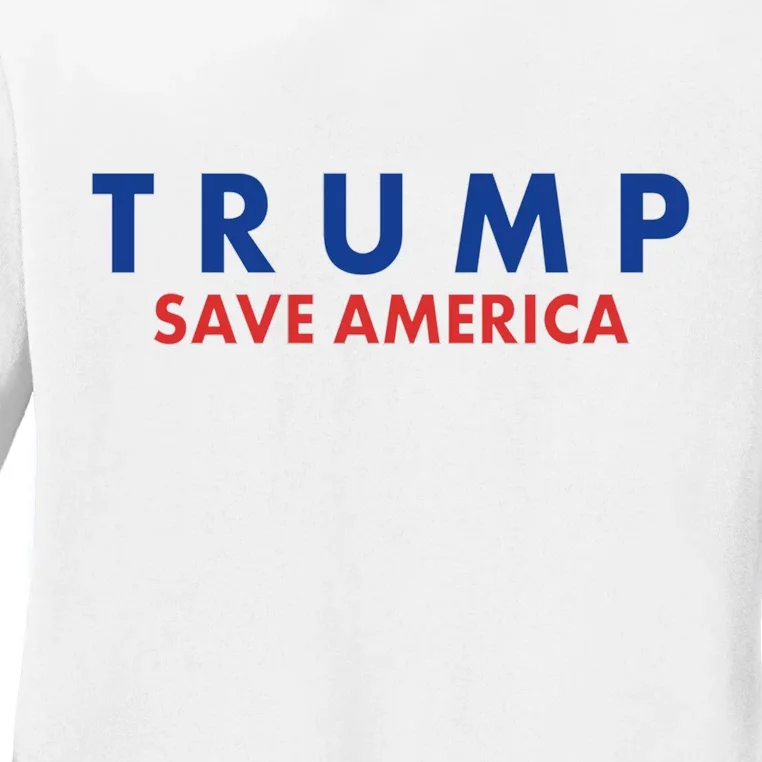 Trump Save American Logo Ladies Long Sleeve Shirt