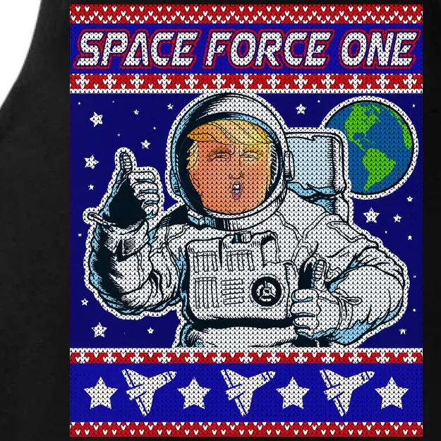 Trump Space Force One Ugly Christmas Ladies Tri-Blend Wicking Tank