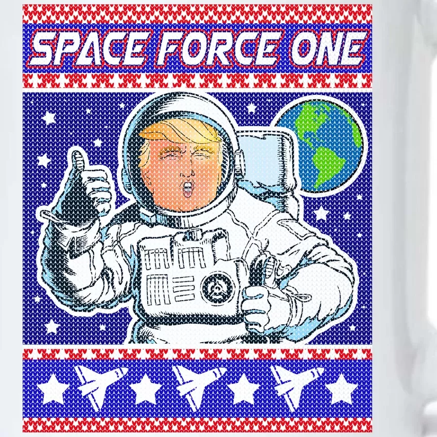 Trump Space Force One Ugly Christmas Black Color Changing Mug