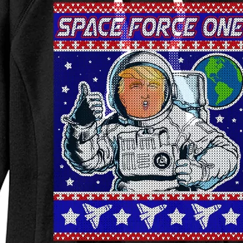 Trump Space Force One Ugly Christmas Women's Fleece Hoodie