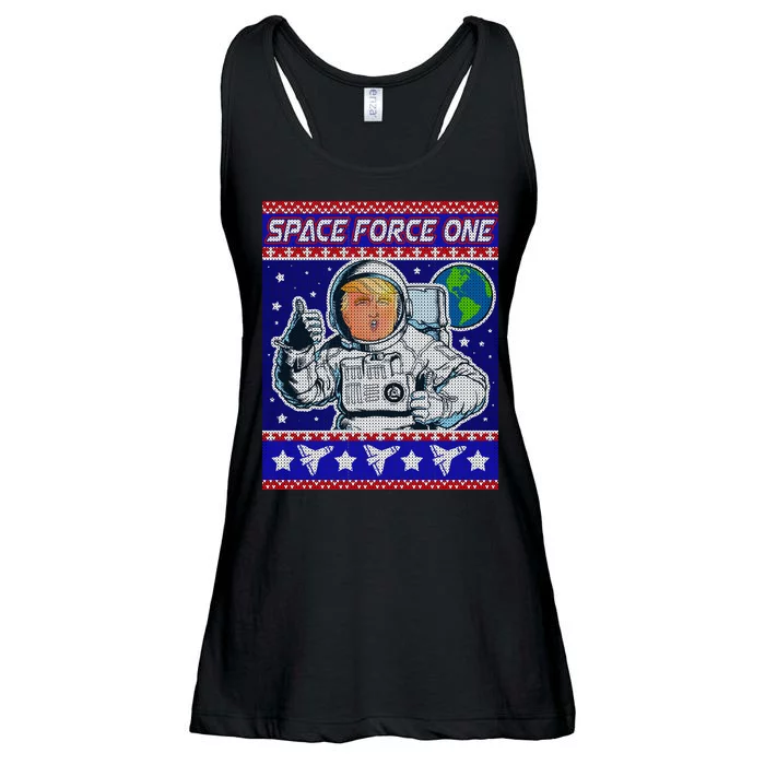 Trump Space Force One Ugly Christmas Ladies Essential Flowy Tank