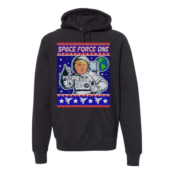 Trump Space Force One Ugly Christmas Premium Hoodie