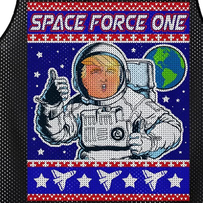 Trump Space Force One Ugly Christmas Mesh Reversible Basketball Jersey Tank