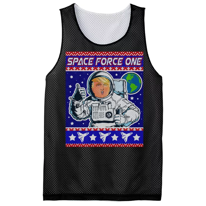 Trump Space Force One Ugly Christmas Mesh Reversible Basketball Jersey Tank