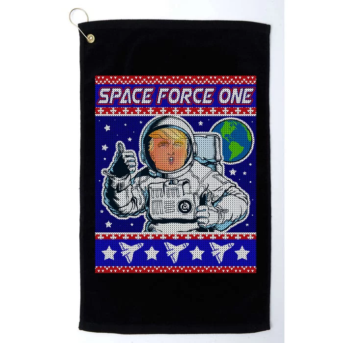 Trump Space Force One Ugly Christmas Platinum Collection Golf Towel