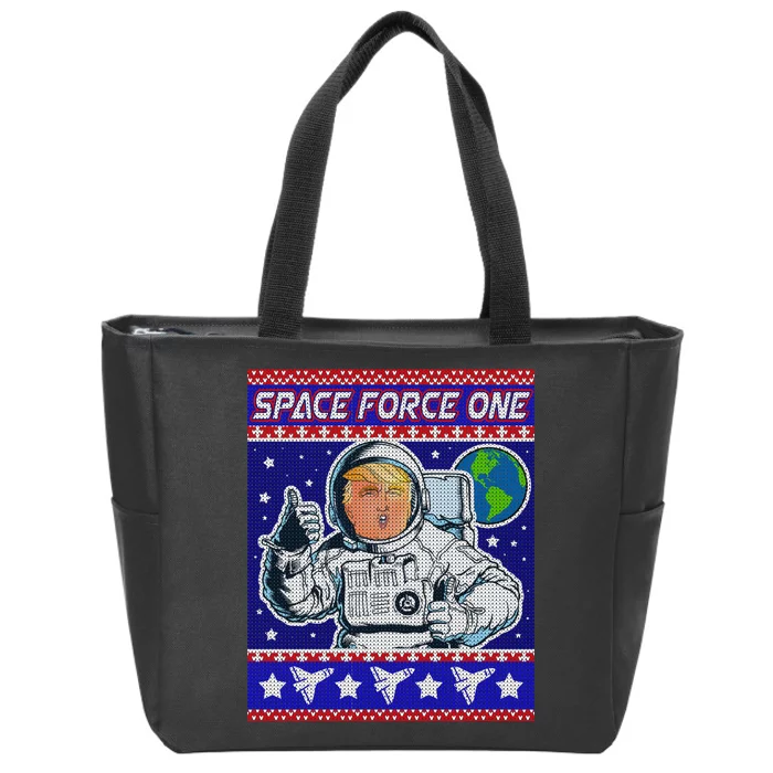 Trump Space Force One Ugly Christmas Zip Tote Bag