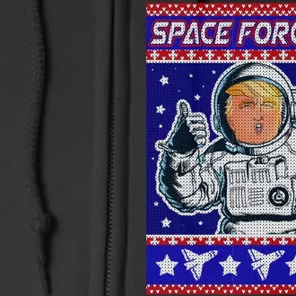 Trump Space Force One Ugly Christmas Full Zip Hoodie