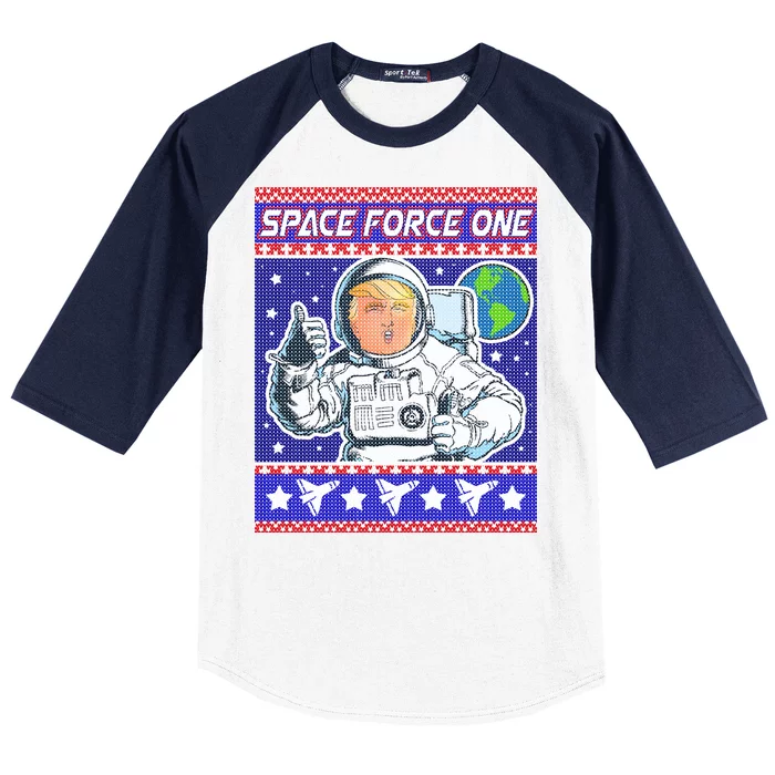 Trump Space Force One Ugly Christmas Baseball Sleeve Shirt