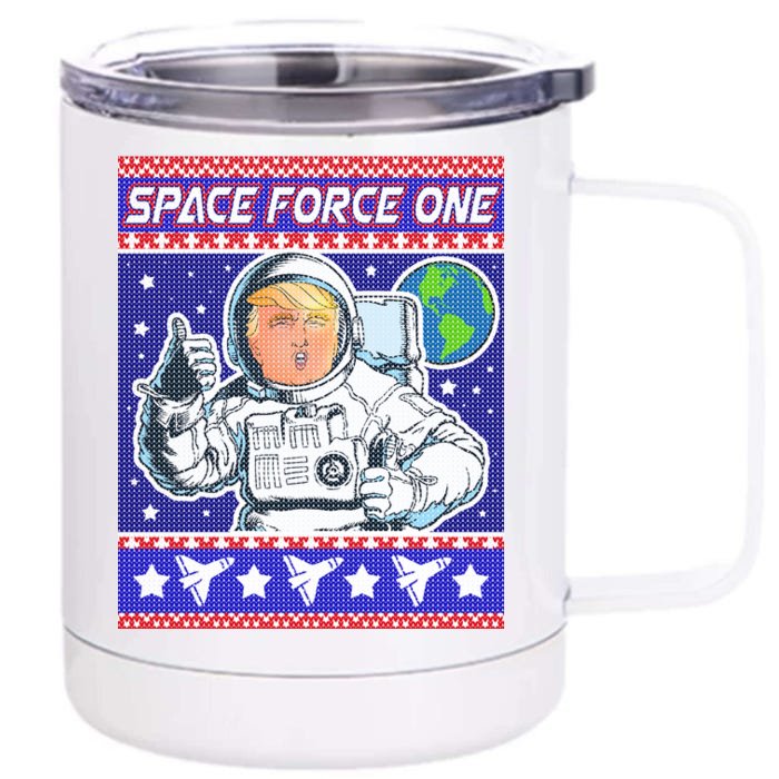 Trump Space Force One Ugly Christmas Front & Back 12oz Stainless Steel Tumbler Cup