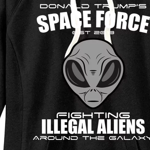 Trump Space Force Team Fight Illegal Aliens Women's Fleece Hoodie