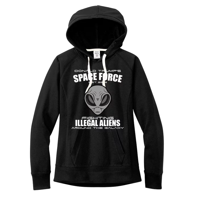 Trump Space Force Team Fight Illegal Aliens Women's Fleece Hoodie