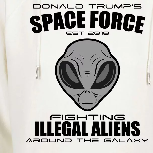 Trump Space Force Team Fight Illegal Aliens Womens Funnel Neck Pullover Hood