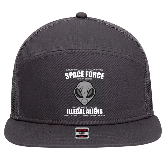 Trump Space Force Team Fight Illegal Aliens 7 Panel Mesh Trucker Snapback Hat