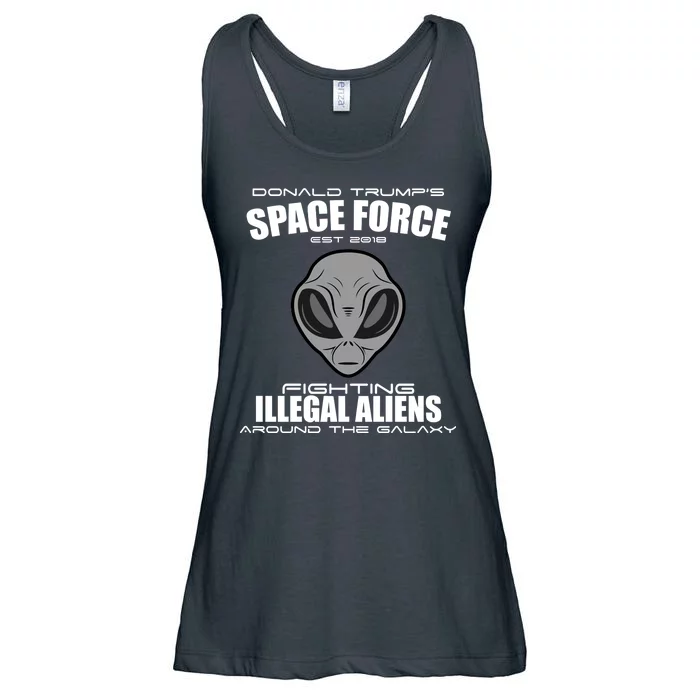 Trump Space Force Team Fight Illegal Aliens Ladies Essential Flowy Tank