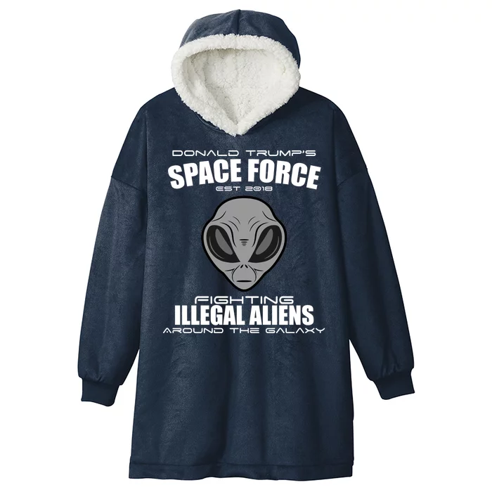 Trump Space Force Team Fight Illegal Aliens Hooded Wearable Blanket