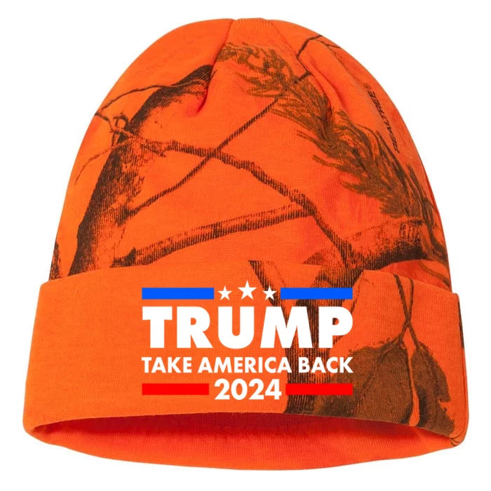 Trump Take America Back 2024 Election Logo Kati - 12in Camo Beanie