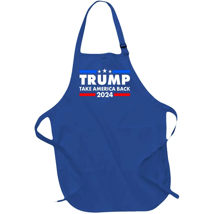 Trump Take America Back 2024 Election Logo Full-Length Apron With Pocket