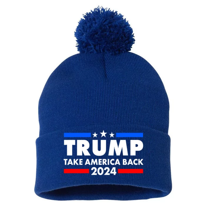 Trump Take America Back 2024 Election Logo Pom Pom 12in Knit Beanie