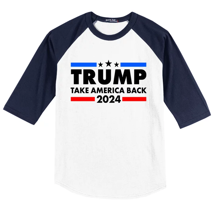 TeeShirtPalace | Trump Take America Back 2024 Election Logo Baseball Sleeve  Shirt