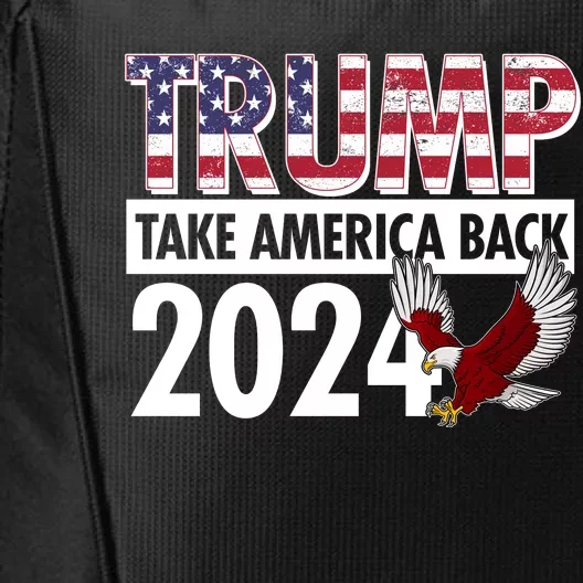 Trump Take America Back 2024 USA Flag Eagle City Backpack