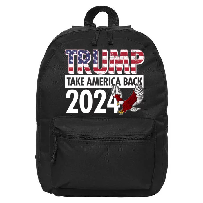 Trump Take America Back 2024 USA Flag Eagle 16 in Basic Backpack