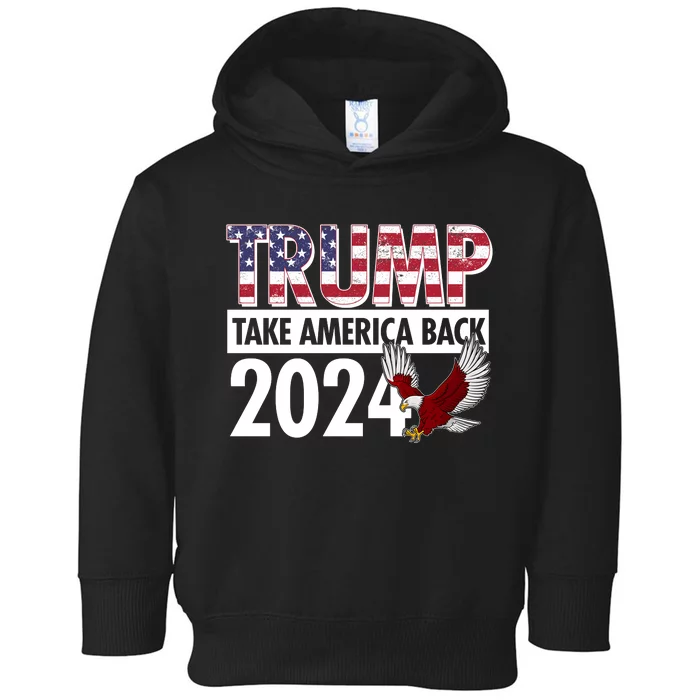 Trump Take America Back 2024 USA Flag Eagle Toddler Hoodie