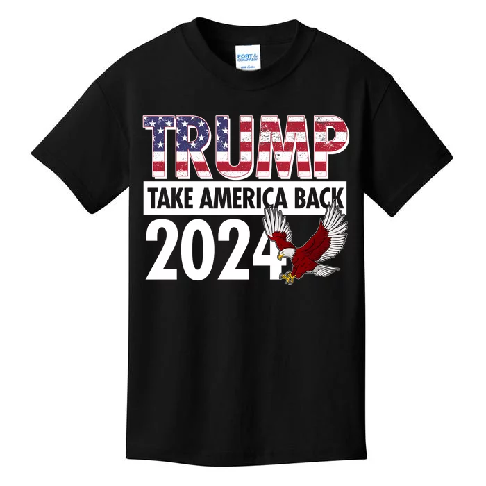 Trump Take America Back 2024 USA Flag Eagle Kids T-Shirt