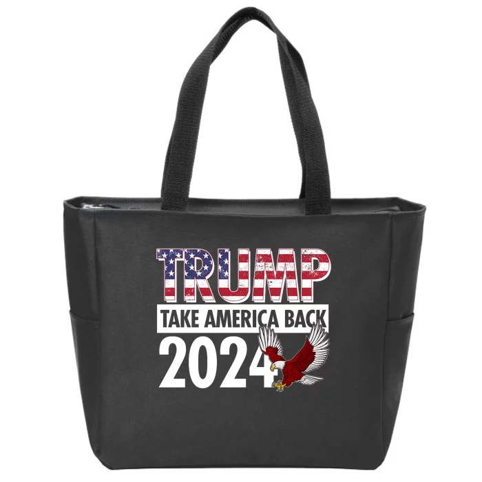 Trump Take America Back 2024 USA Flag Eagle Zip Tote Bag