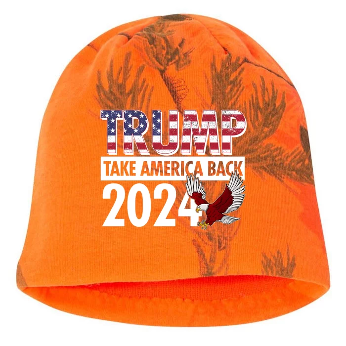 Trump Take America Back 2024 USA Flag Eagle Kati - Camo Knit Beanie